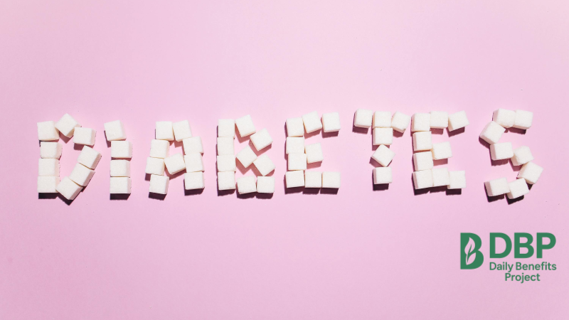 Blueberries and Diabetes - Understanding Sugar Impact Word "Diabetes" spelled with sugar cubes symbolizing blood sugar issues linked to diabetes