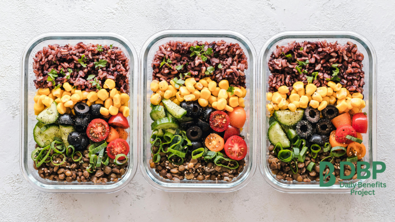 Balanced Meal Prep for a Diabetes Meal Plan Three meal prep boxes with whole grains, legumes, and vegetables for diabetics