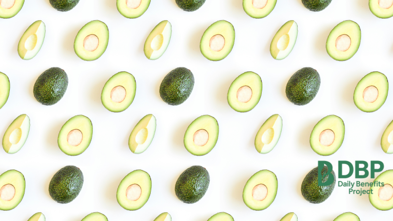 Pattern of Avocado Halves Pattern of whole and halved avocados on a white background